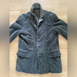 Mens Green/tan Allsaints Suede Blazer Size Small